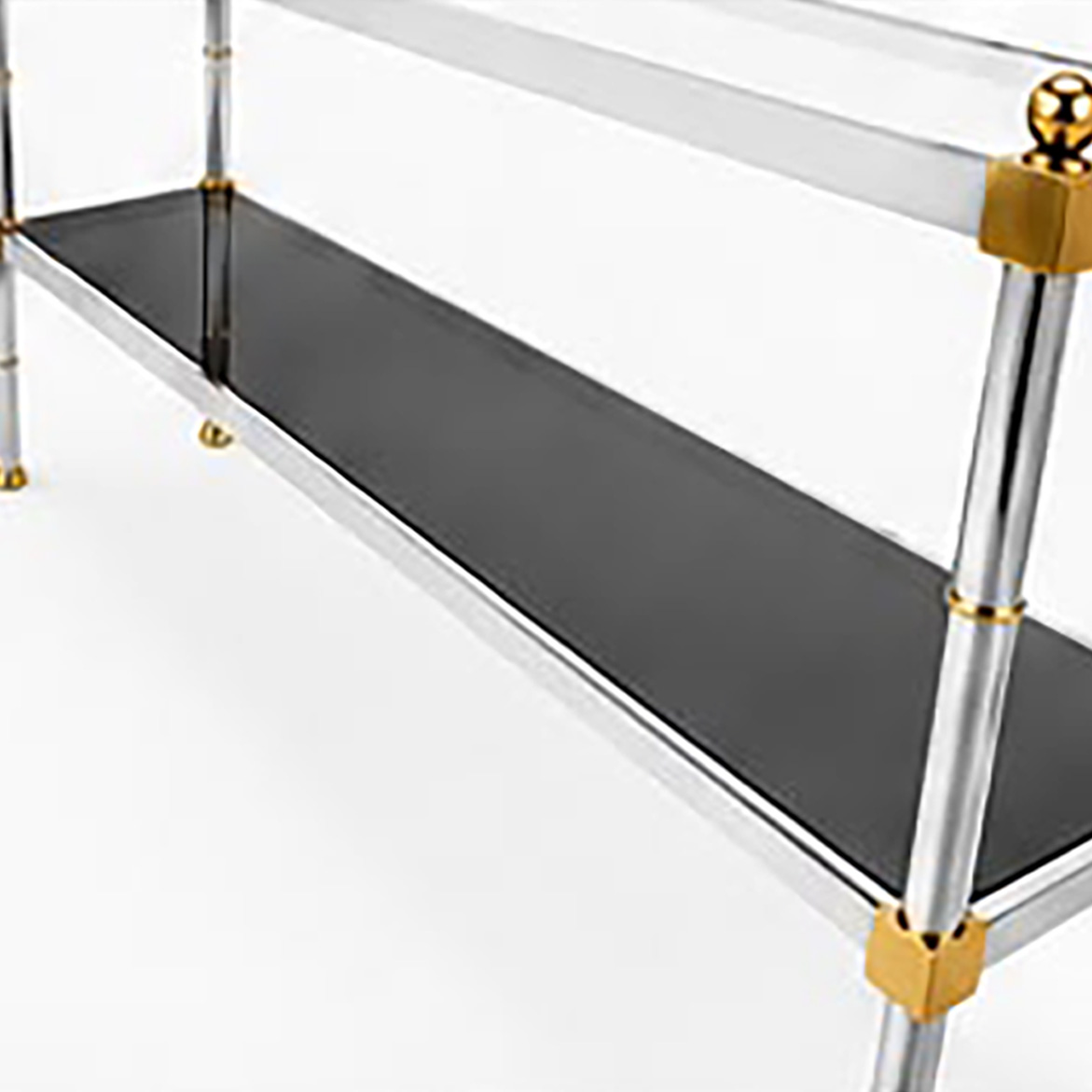 1970s chrome brass glass two tier console table photo 7 1970s chrome brass glass two tier console table photo 7